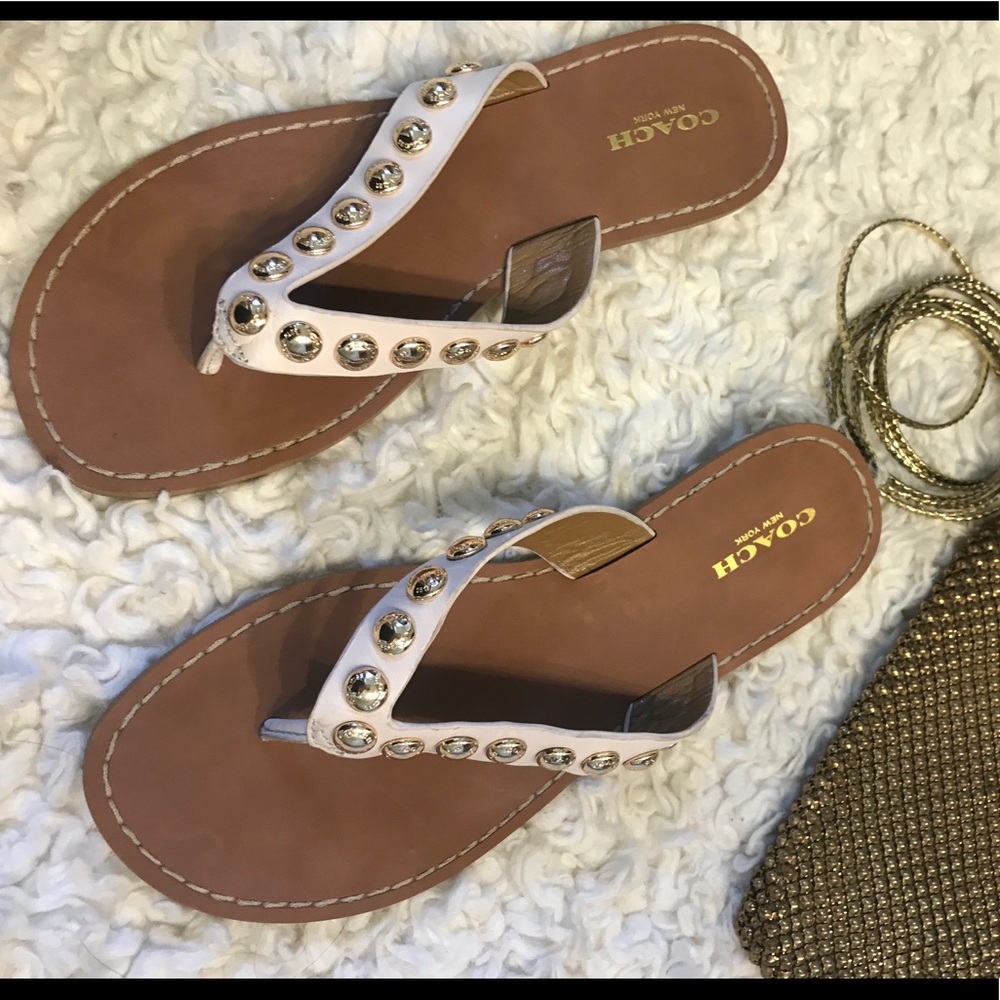 LN! Coach Studded Flip Flops sz 6.5